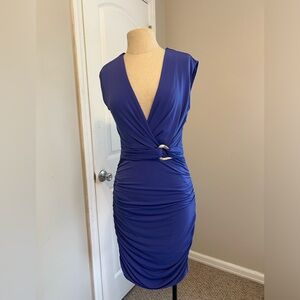 Halston Heritage bodycon ruching wrap mini dress small